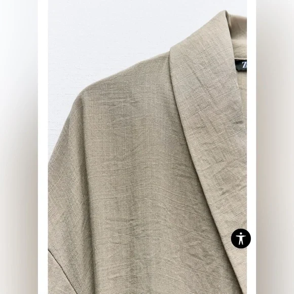 Zara Belted Textured Women's Long Sleeve Kimono Jacket In Beige/Tan Size M/L NWT - Picture 13 of 16